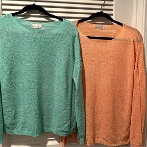 Pink Lily lightweight 2 sweaters in mint and sherbet.